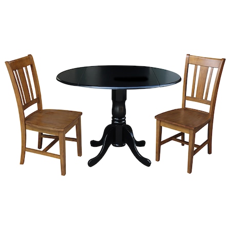 International Concepts 42 in. Dual Drop Leaf Table with 2 Splat Back Dining Chairs - 3 Piece Dining Set K46-42DP-C59-10P